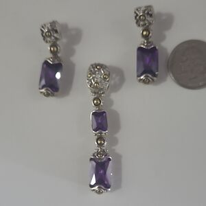 Costume purple rectangular earring and pendent set. Beautifully designed.